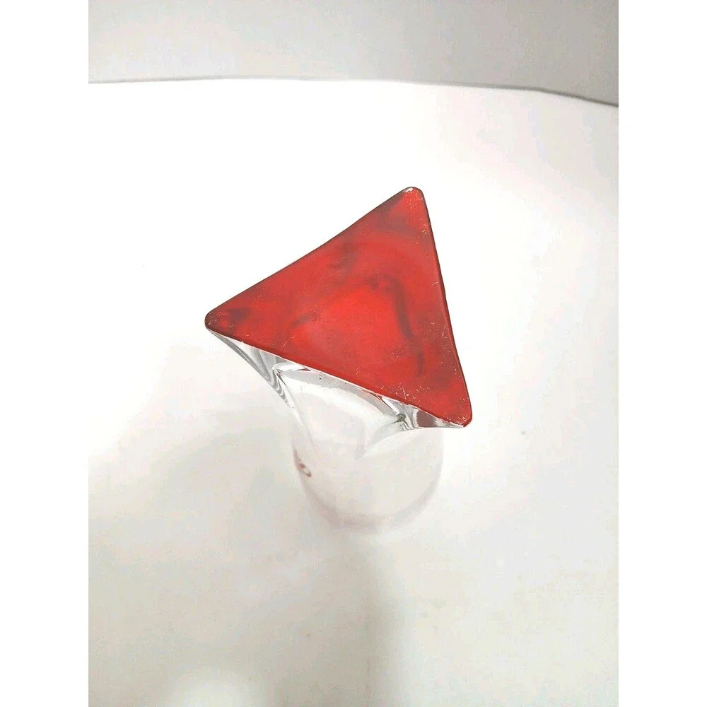 Bass Ale Red Triangle Advertising Beer Glass 16 oz Red Pyramid Base Barware Pub